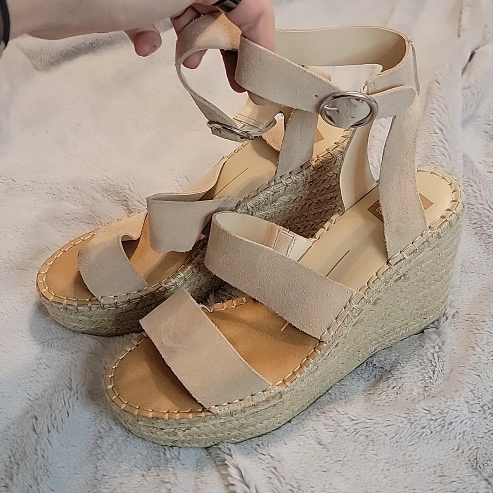 LIKE NEW! Dolce Vita Blush Suede Wedges - Picture 2 of 5